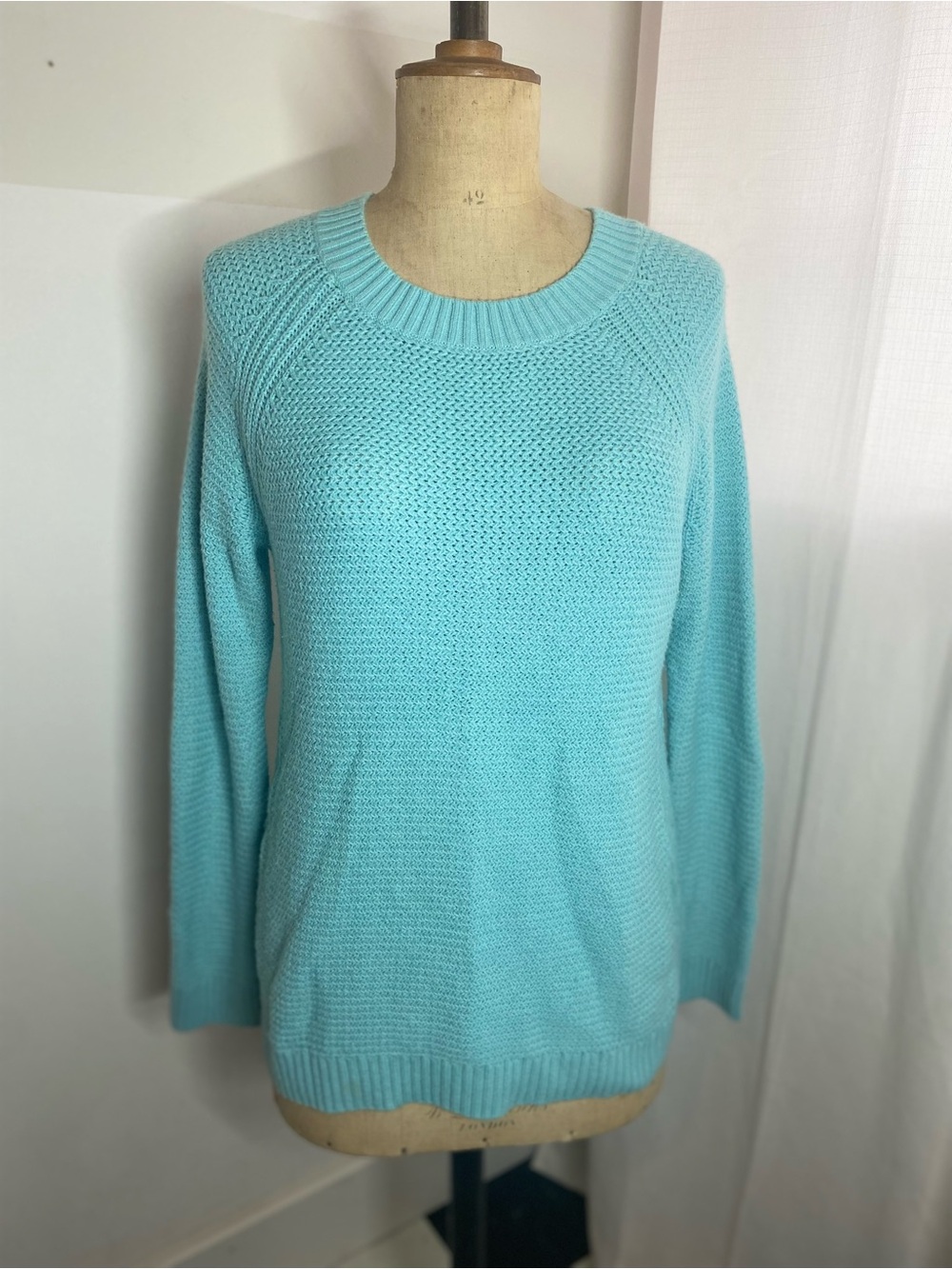Talbots Lambswool Blend Turquoise Textured Knit Sweater M